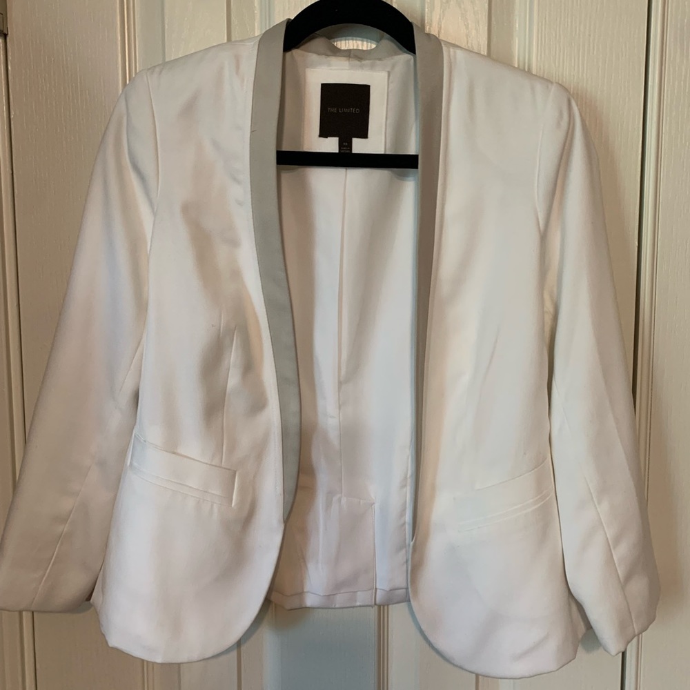 The Limited white blazer with grey or pewter lapel - size XS